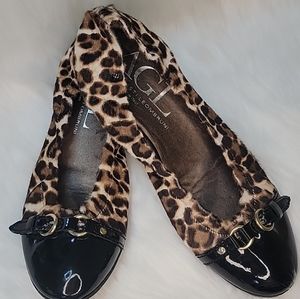 AGL | ATTILIO GIUSTILE LEOMBRUNI Leopard Print Calf Hair Buckle Patent Cap Toe 8